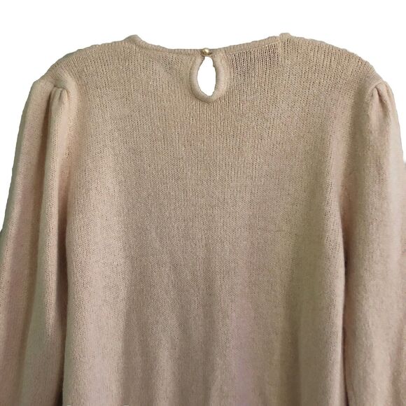 JJ Jones Silk Angora Wool Sweater Womens Sz M VTG Pastel Peach Feminine Romantic - Picture 6 of 12